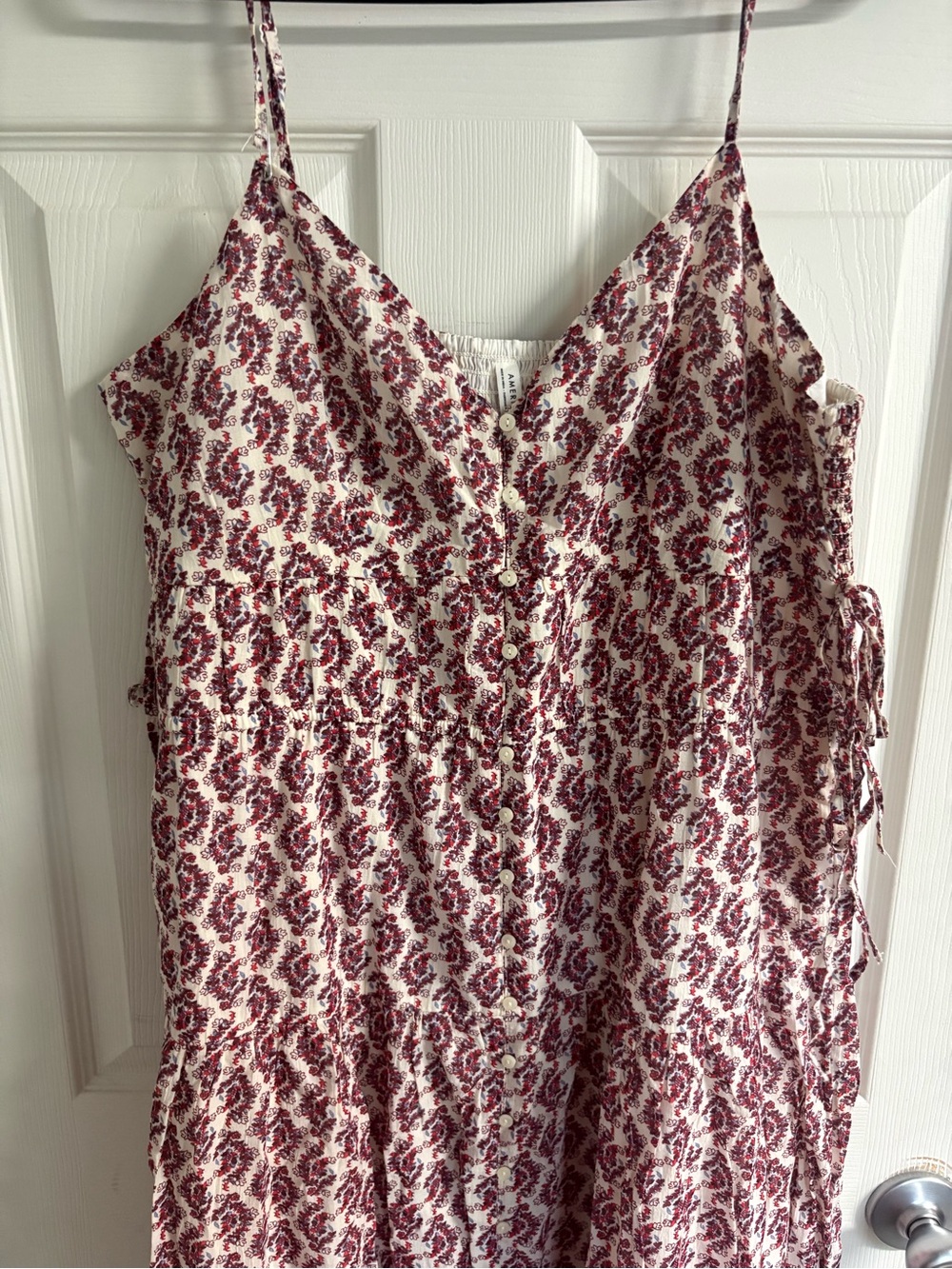 Floral Button-Front Spaghetti Strap Dress.